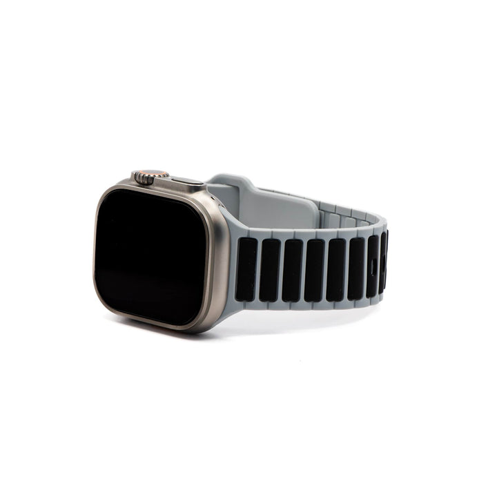 Silicone Ripple Band - For Apple Watch ULTRA - Gray & Black - BluShark Straps