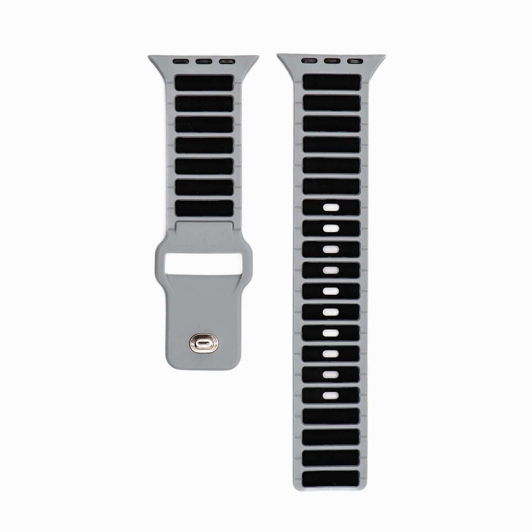 Silicone Ripple Band - For Apple Watch ULTRA - Gray & Black - BluShark Straps