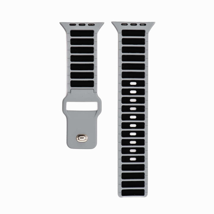 Silicone Ripple Band - For Apple Watch ULTRA - Gray & Black - BluShark Straps