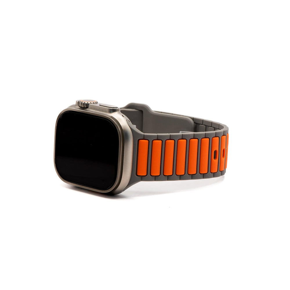 Silicone Ripple Band - For Apple Watch ULTRA - Gray & Orange - BluShark Straps