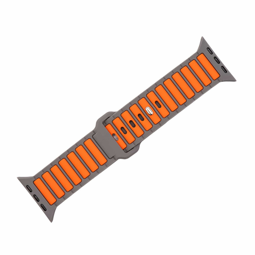 Silicone Ripple Band - For Apple Watch ULTRA - Gray & Orange - BluShark Straps
