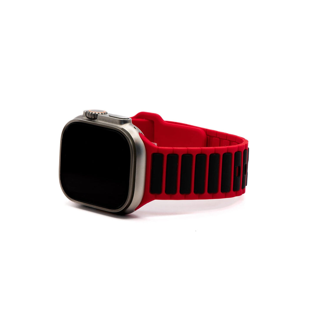 Silicone Ripple Band - For Apple Watch ULTRA - Red & Black - BluShark Straps