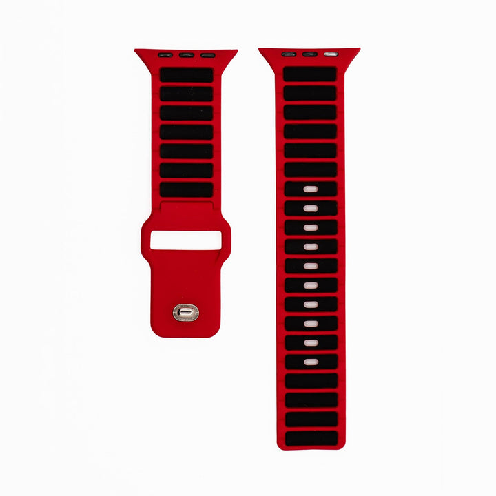 Silicone Ripple Band - For Apple Watch ULTRA - Red & Black - BluShark Straps