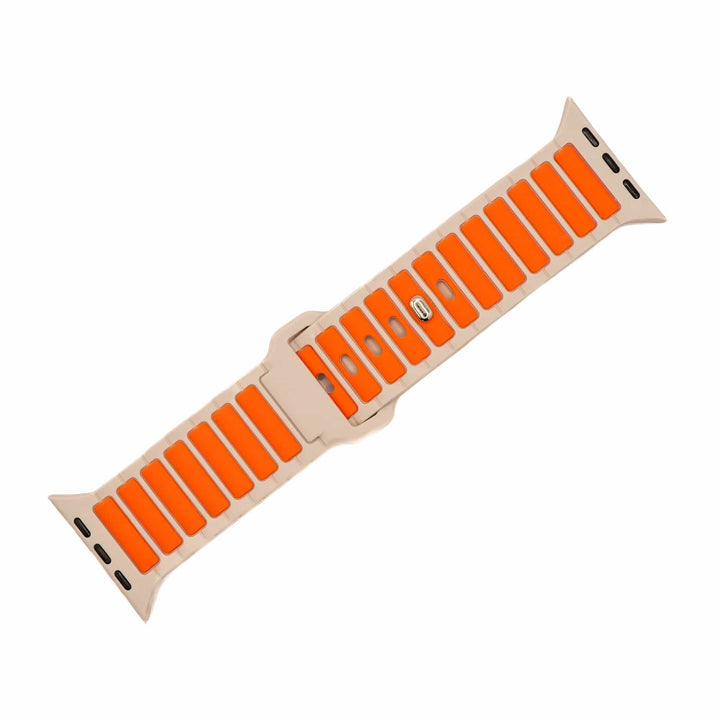 Silicone Ripple Band - For Apple Watch ULTRA - Stone & Orange - BluShark Straps