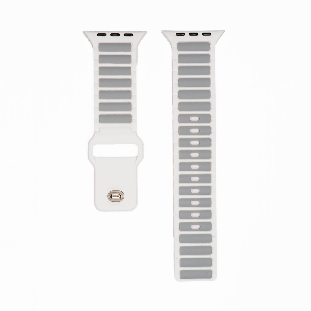 Silicone Ripple Band - For Apple Watch ULTRA - White & Gray - BluShark Straps
