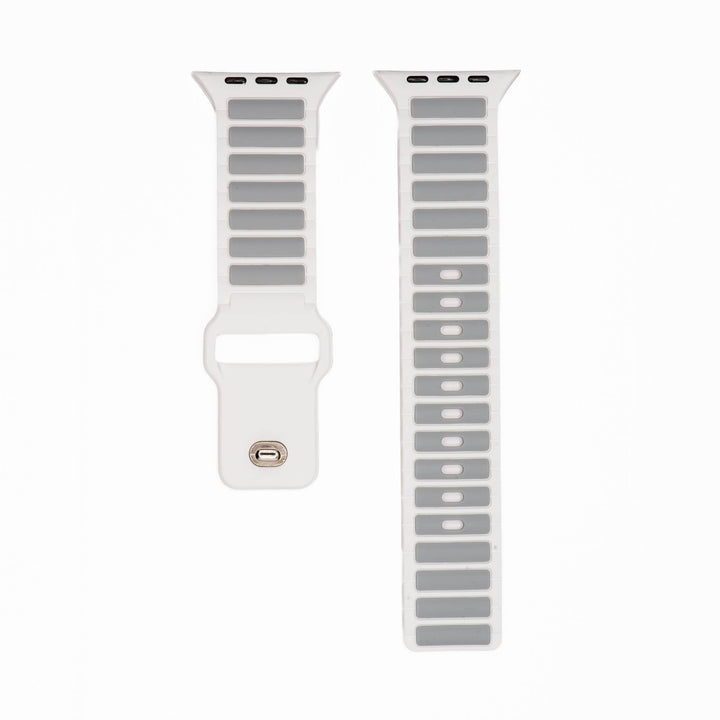 Silicone Ripple Band - For Apple Watch ULTRA - White & Gray - BluShark Straps