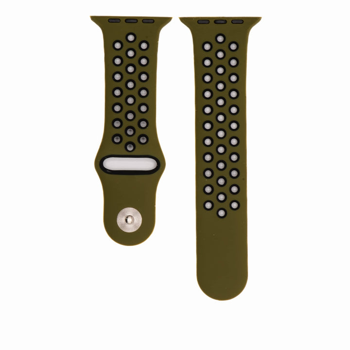 Silicone Sport Band - For Apple Watch - Army Green - Black - BluShark Straps