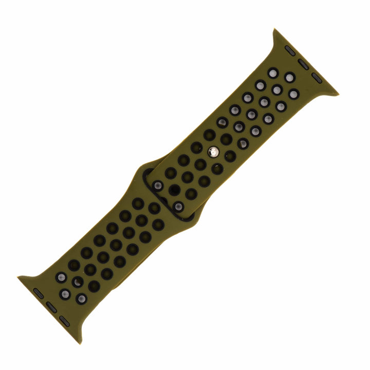 Silicone Sport Band - For Apple Watch - Army Green - Black - BluShark Straps