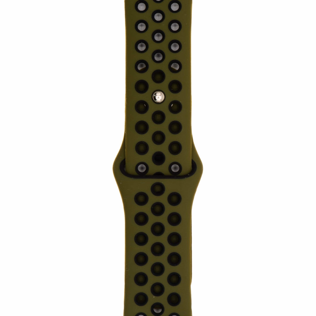 Silicone Sport Band - For Apple Watch - Army Green - Black - BluShark Straps