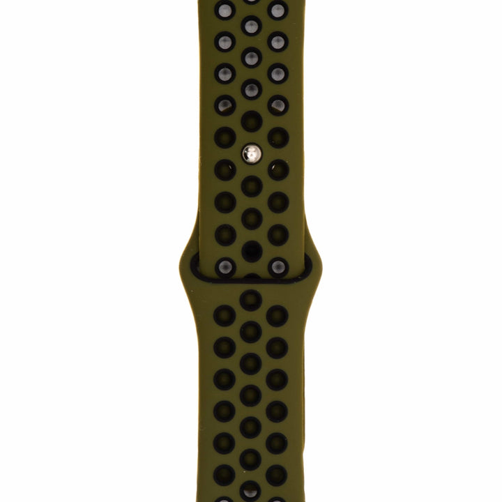 Silicone Sport Band - For Apple Watch - Army Green - Black - BluShark Straps