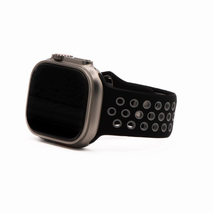 Silicone Sport Band - For Apple Watch - Black - Gray - BluShark Straps