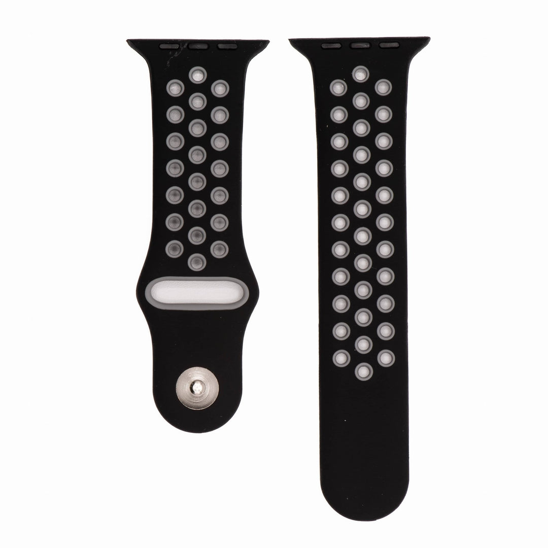 Silicone Sport Band - For Apple Watch - Black - Gray - BluShark Straps