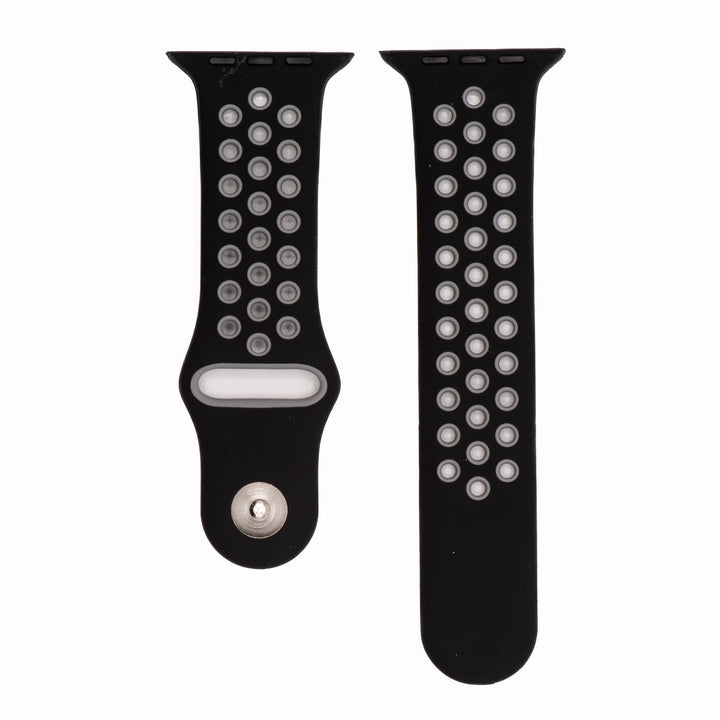 Silicone Sport Band - For Apple Watch - Black - Gray - BluShark Straps