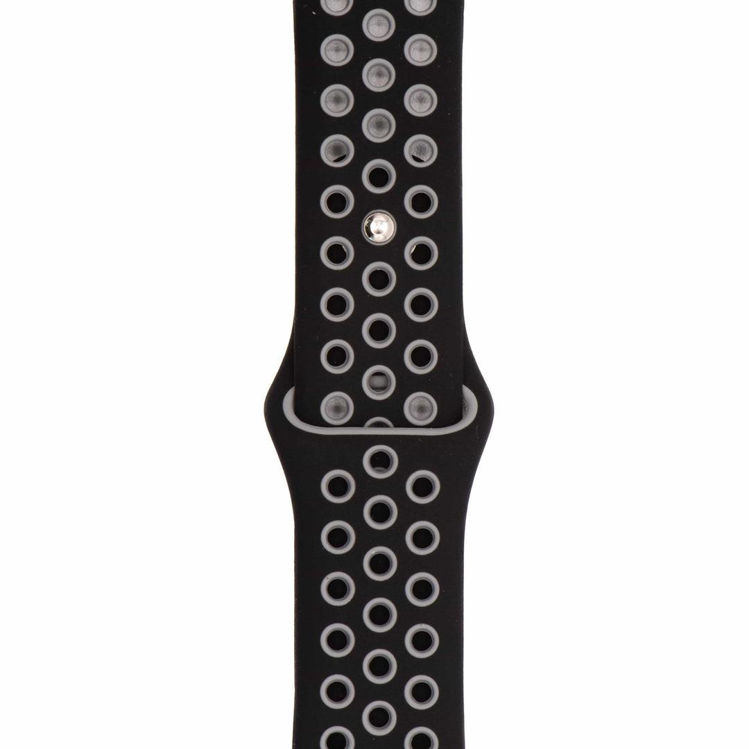 Silicone Sport Band - For Apple Watch - Black - Gray - BluShark Straps