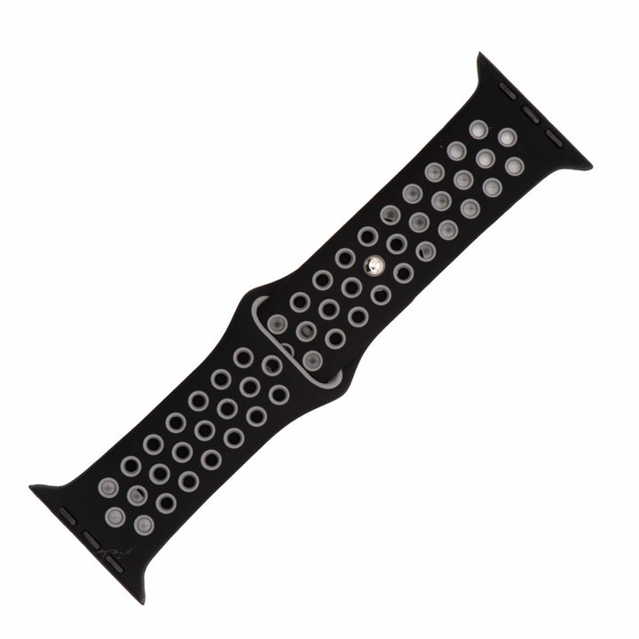 Silicone Sport Band - For Apple Watch - Black - Gray - BluShark Straps