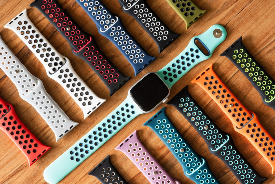 Silicone Sport Band - For Apple Watch - Black - Gray - BluShark Straps