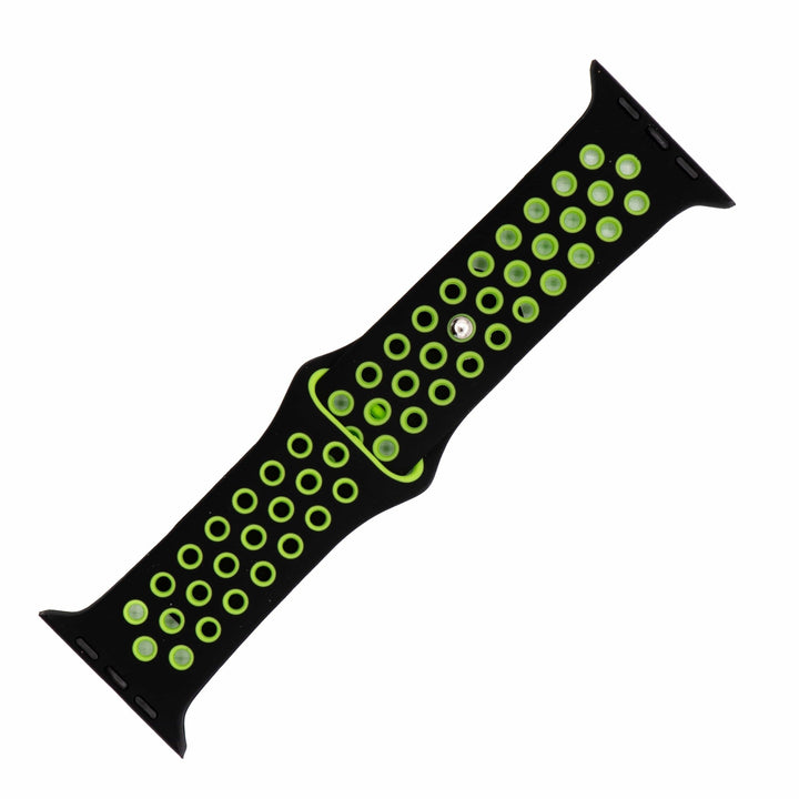 Silicone Sport Band - For Apple Watch - Black - Lime - BluShark Straps