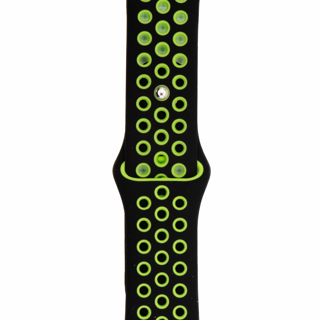 Silicone Sport Band - For Apple Watch - Black - Lime - BluShark Straps