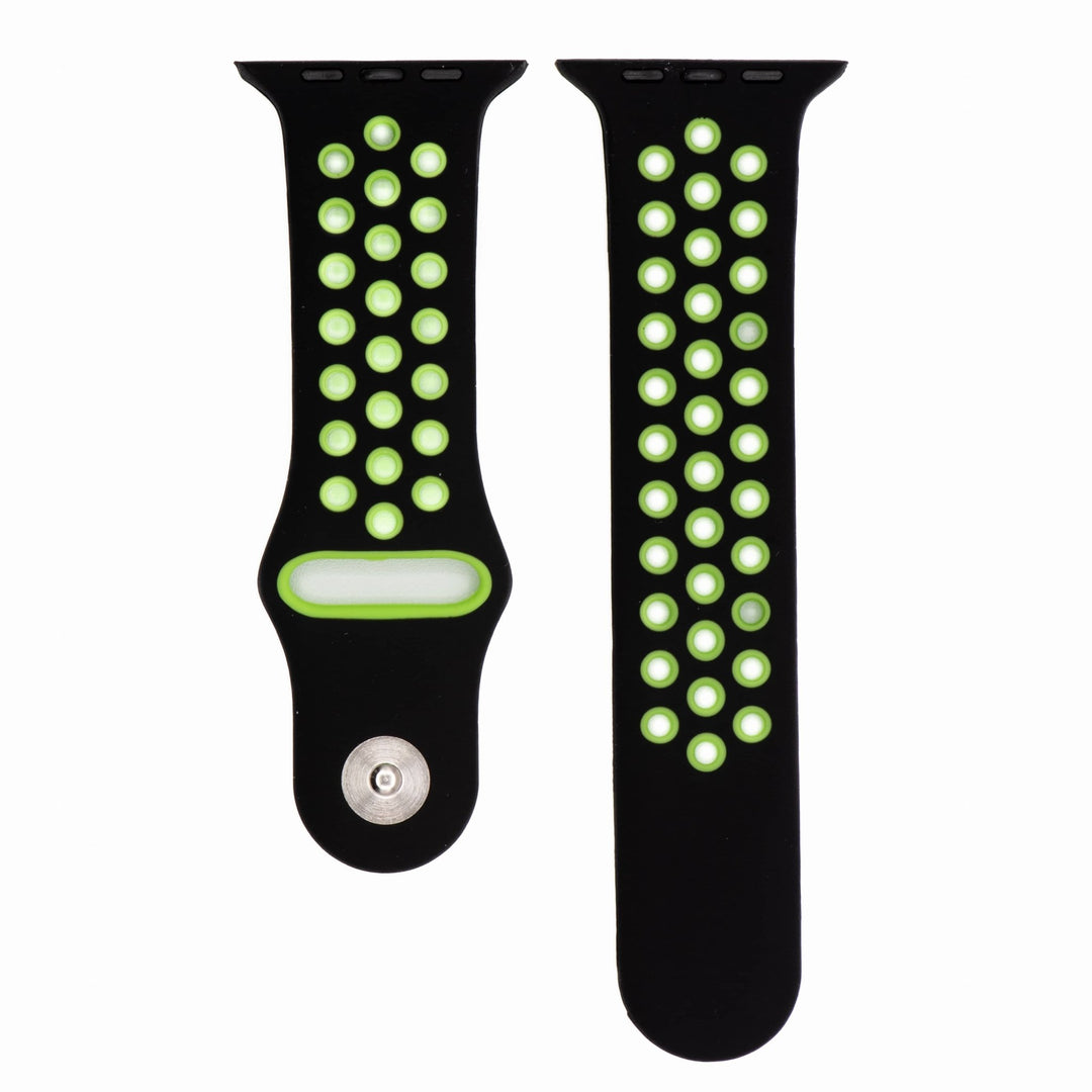 Silicone Sport Band - For Apple Watch - Black - Lime - BluShark Straps