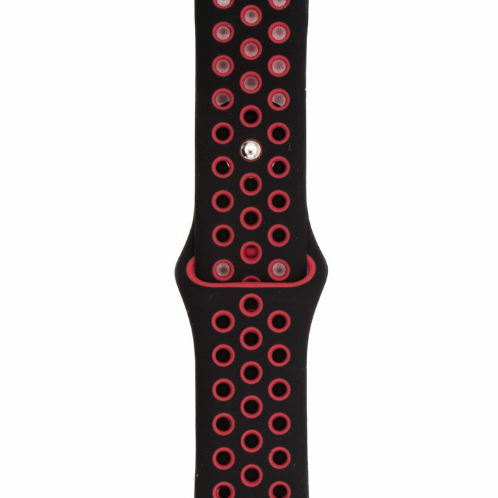 Silicone Sport Band - For Apple Watch - Black - Red - BluShark Straps