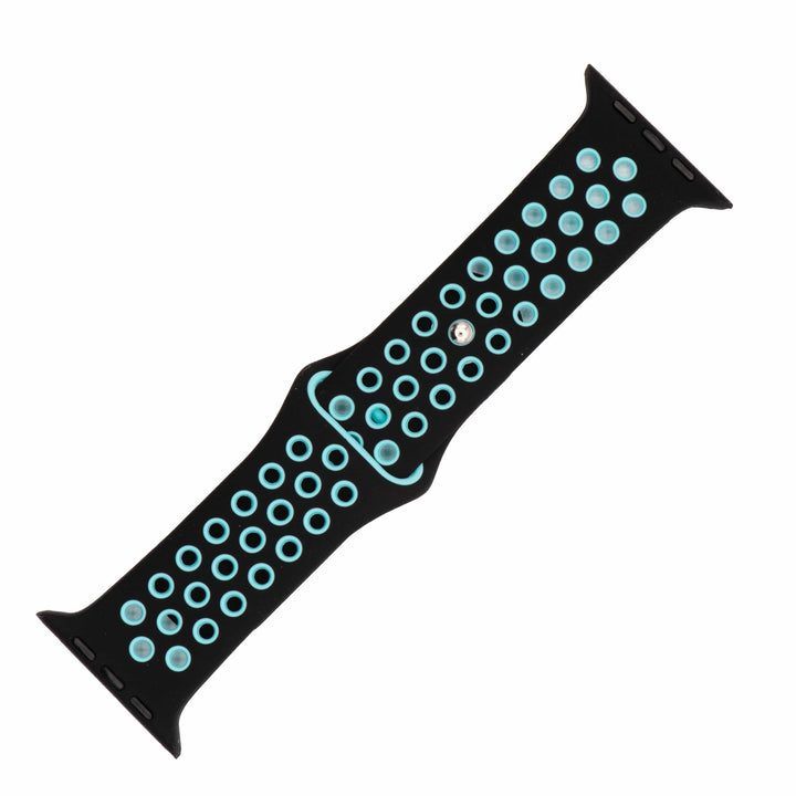 Silicone Sport Band - For Apple Watch - Black - Teal - BluShark Straps