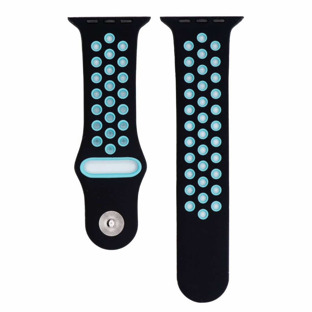 Silicone Sport Band - For Apple Watch - Black - Teal - BluShark Straps