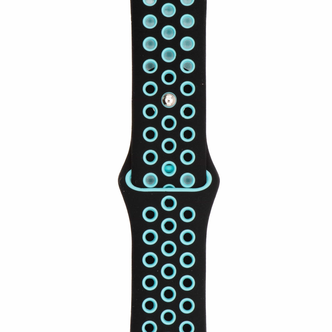 Silicone Sport Band - For Apple Watch - Black - Teal - BluShark Straps