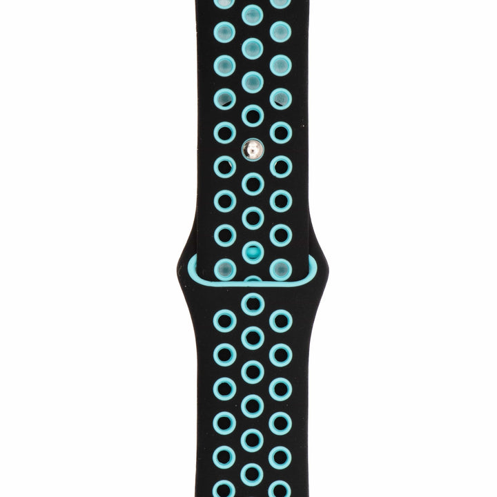 Silicone Sport Band - For Apple Watch - Black - Teal - BluShark Straps