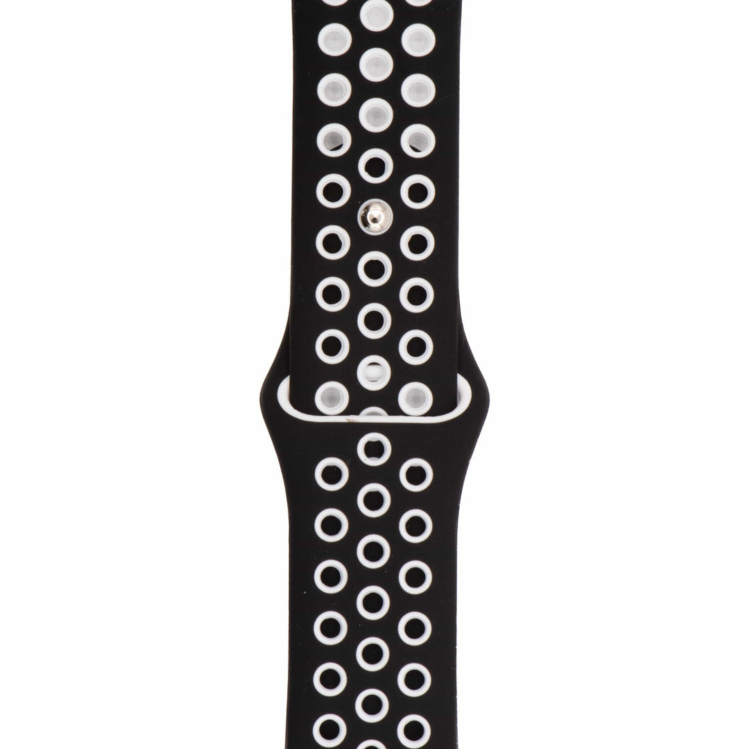 Silicone Sport Band - For Apple Watch - Black - White - BluShark Straps