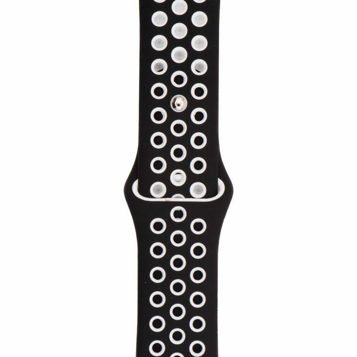 Silicone Sport Band - For Apple Watch - Black - White - BluShark Straps