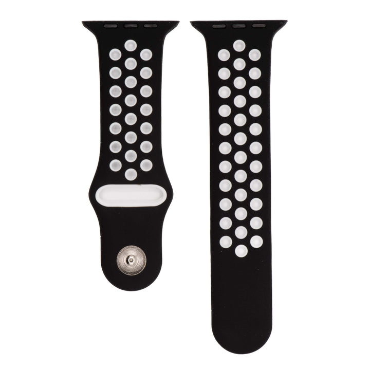 Silicone Sport Band - For Apple Watch - Black - White - BluShark Straps
