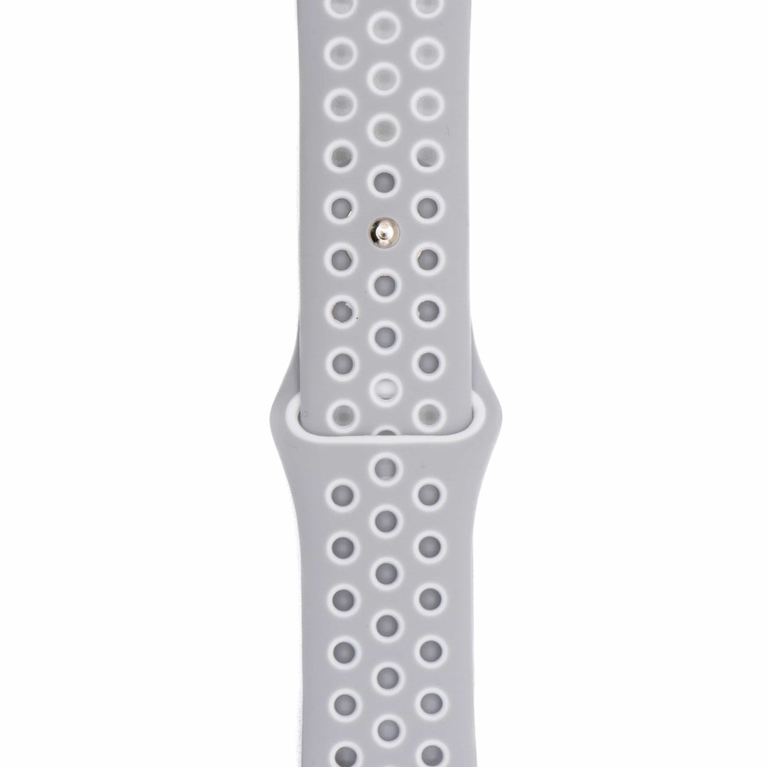 Silicone Sport Band - For Apple Watch - Lunar Gray - White - BluShark Straps