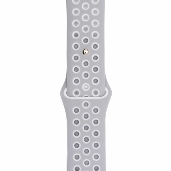 Silicone Sport Band - For Apple Watch - Lunar Gray - White - BluShark Straps
