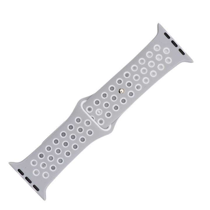 Silicone Sport Band - For Apple Watch - Lunar Gray - White - BluShark Straps