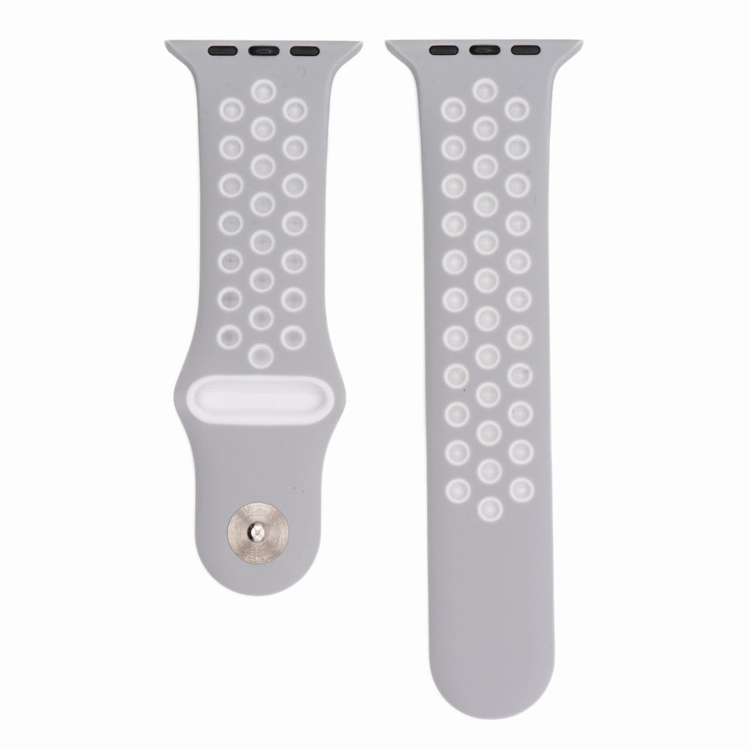 Silicone Sport Band - For Apple Watch - Lunar Gray - White - BluShark Straps