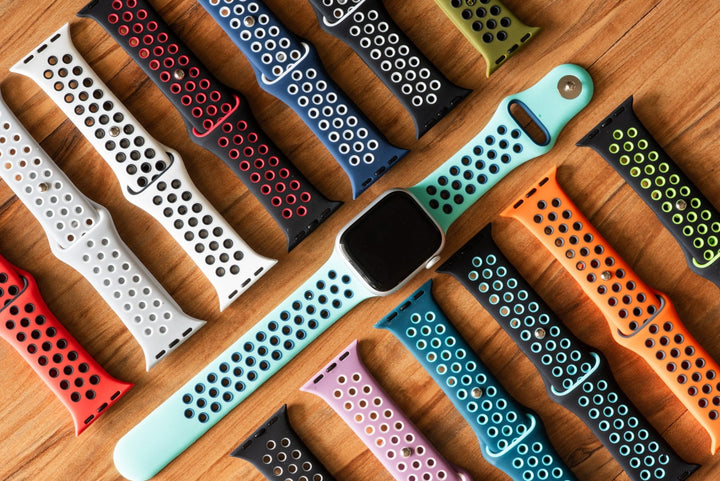 Silicone Sport Band - For Apple Watch - Navy Blue - White - BluShark Straps