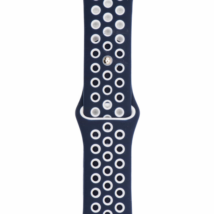 Silicone Sport Band - For Apple Watch - Navy Blue - White - BluShark Straps