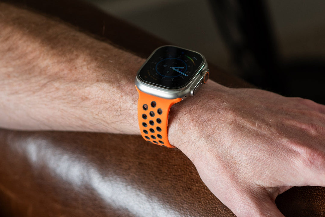 Silicone Sport Band - For Apple Watch - Orange - Gray - BluShark Straps