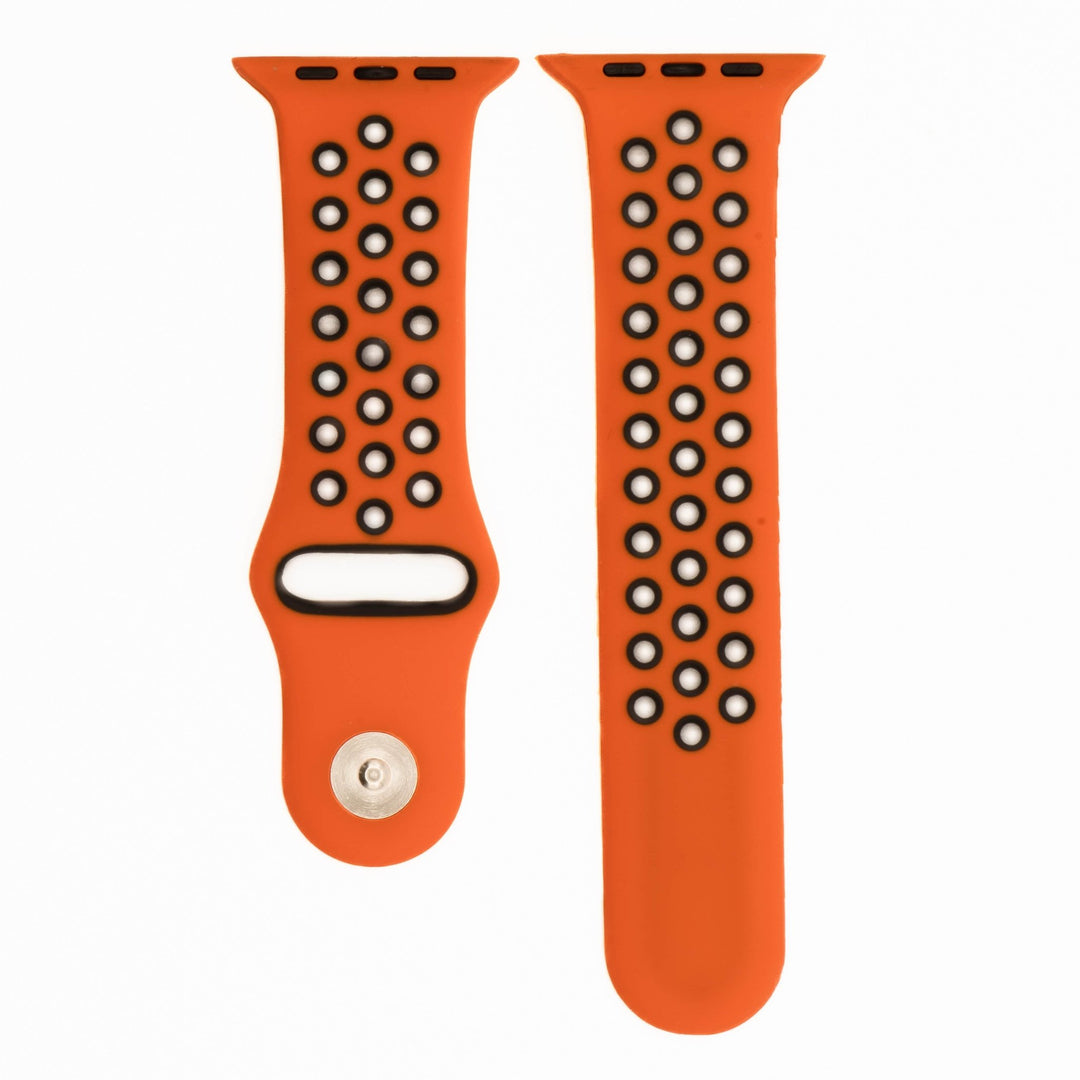 Silicone Sport Band - For Apple Watch - Orange - Gray - BluShark Straps