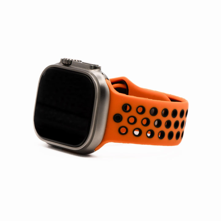 Silicone Sport Band - For Apple Watch - Orange - Gray - BluShark Straps