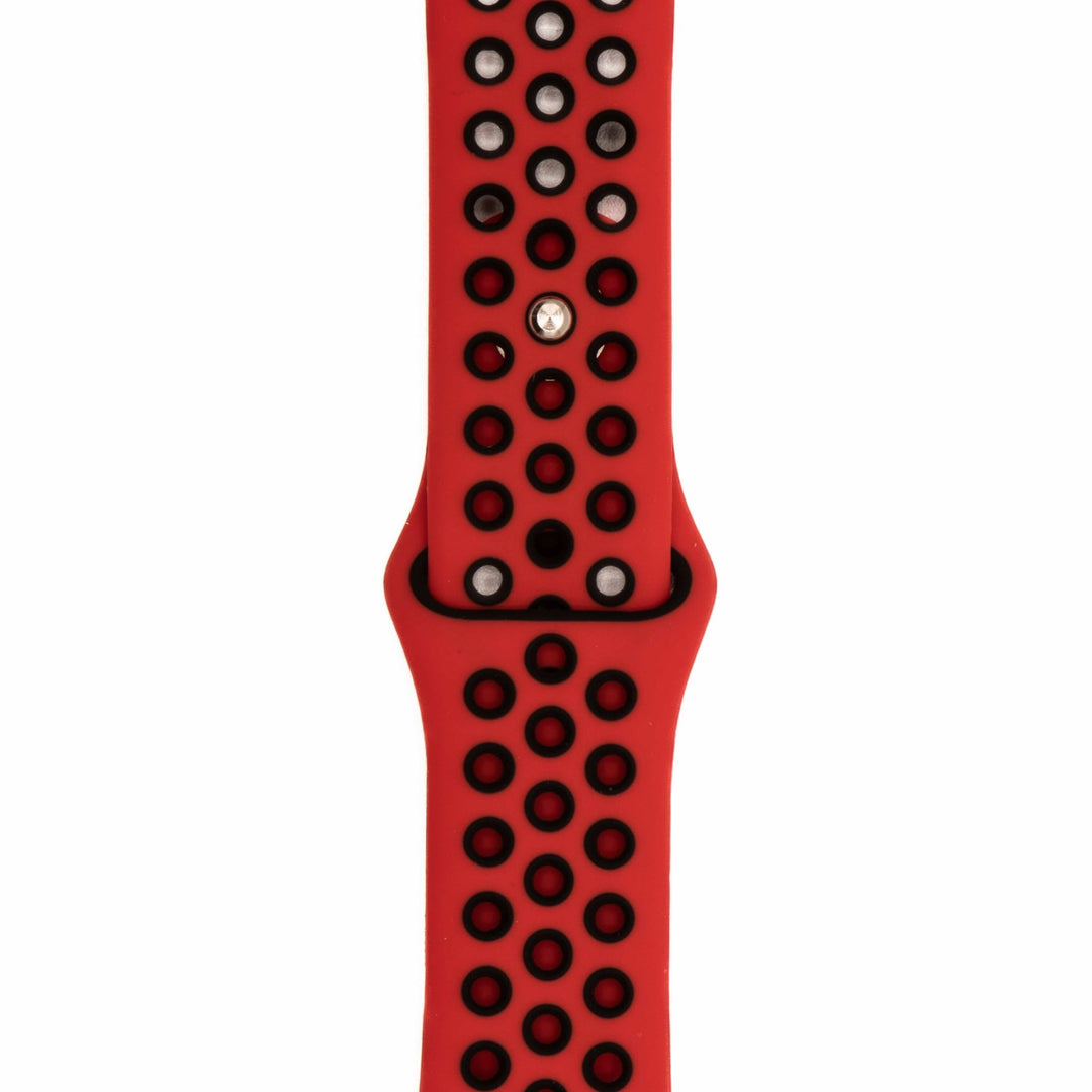 Silicone Sport Band - For Apple Watch - Red - Black - BluShark Straps