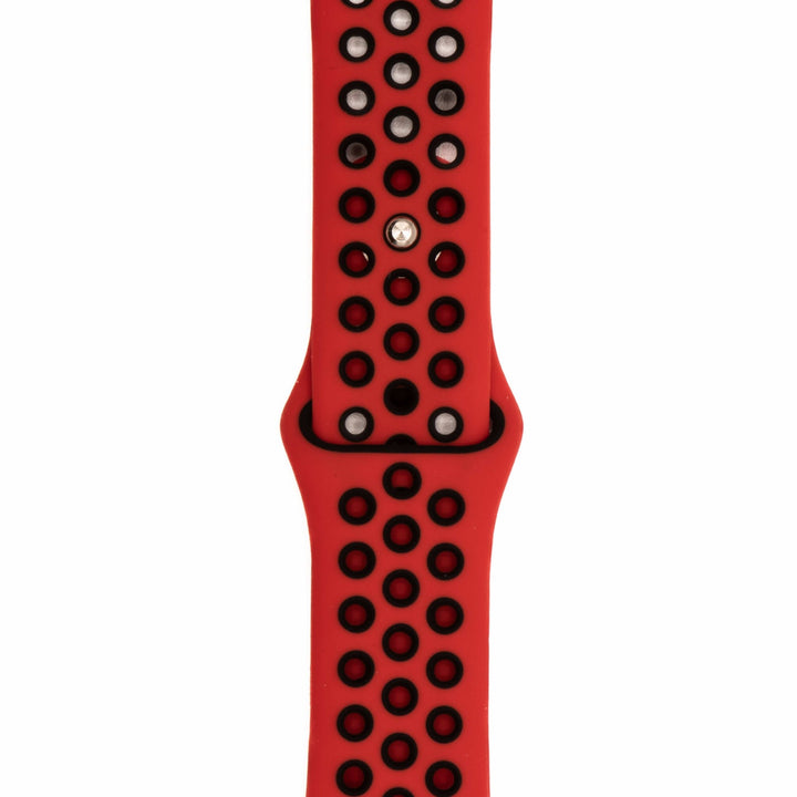 Silicone Sport Band - For Apple Watch - Red - Black - BluShark Straps