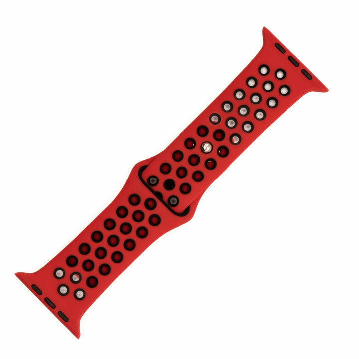 Silicone Sport Band - For Apple Watch - Red - Black - BluShark Straps