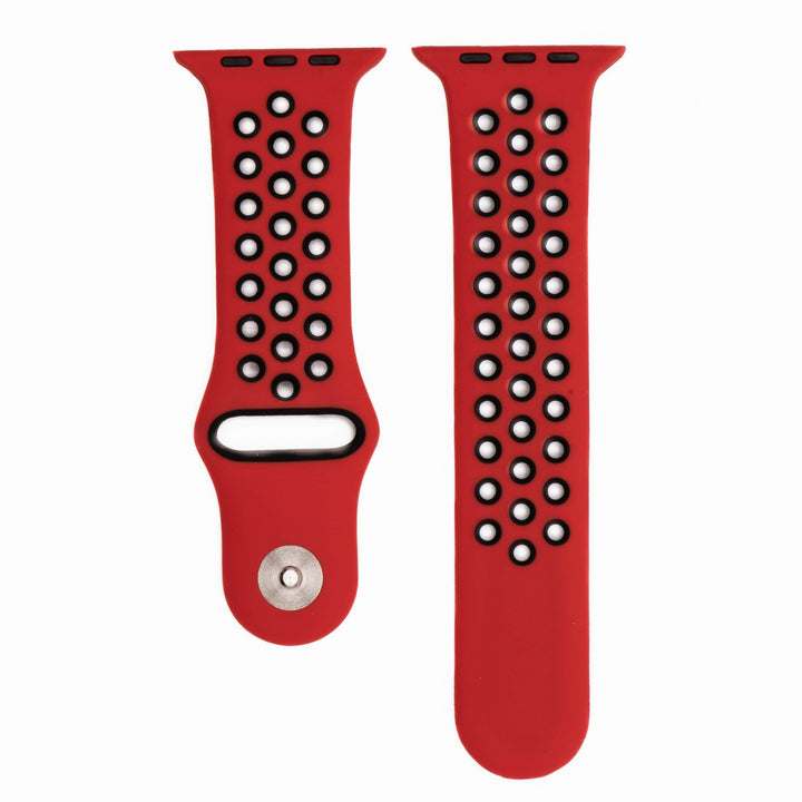 Silicone Sport Band - For Apple Watch - Red - Black - BluShark Straps