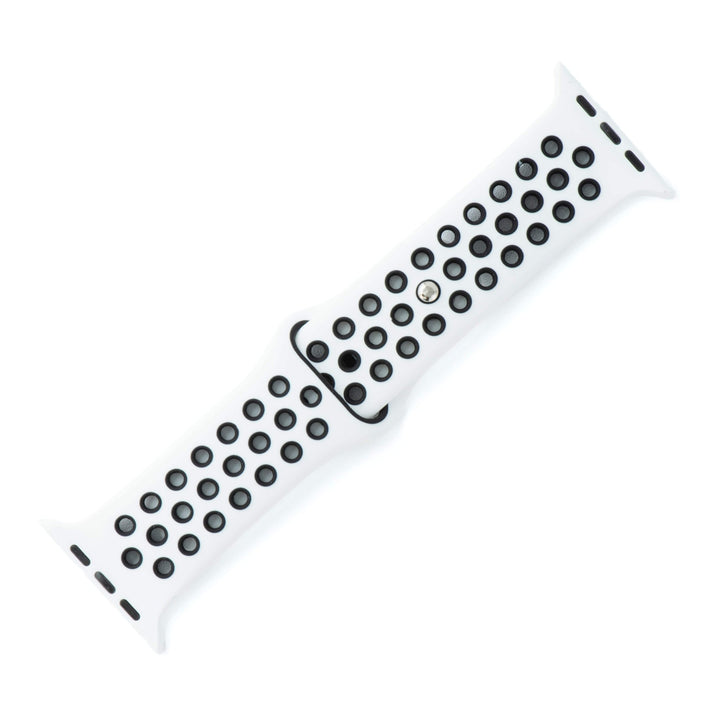 Silicone Sport Band - For Apple Watch - White - Black - BluShark Straps