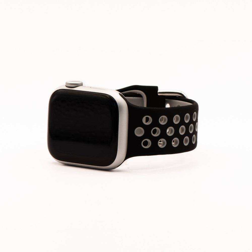 Silicone Sport Buckle Band - For Apple Watch - Black & Gray - BluShark Straps