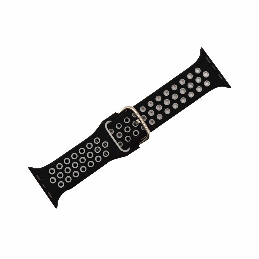 Silicone Sport Buckle Band - For Apple Watch - Black & Gray - BluShark Straps