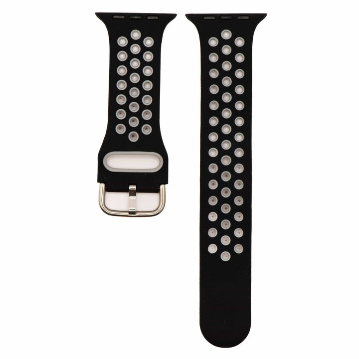 Silicone Sport Buckle Band - For Apple Watch - Black & Gray - BluShark Straps