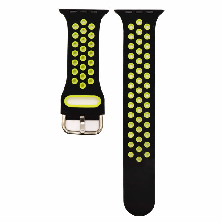 Silicone Sport Buckle Band - For Apple Watch - Black & Lime - BluShark Straps