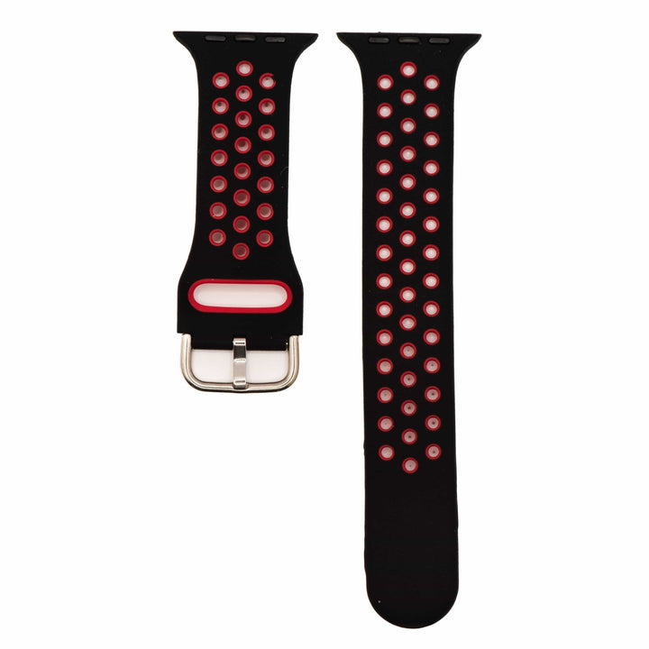 Silicone Sport Buckle Band - For Apple Watch - Black & Red - BluShark Straps